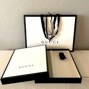 Authentic GUCCI gift box set with thick ribbons, tissue paper and shopping bag